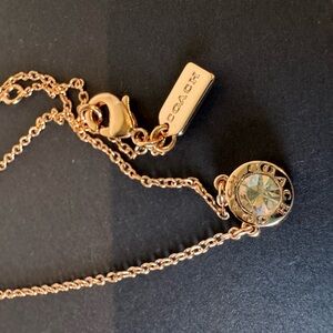 NWOT Coach Rose Gold Necklace with Crystal Pendant